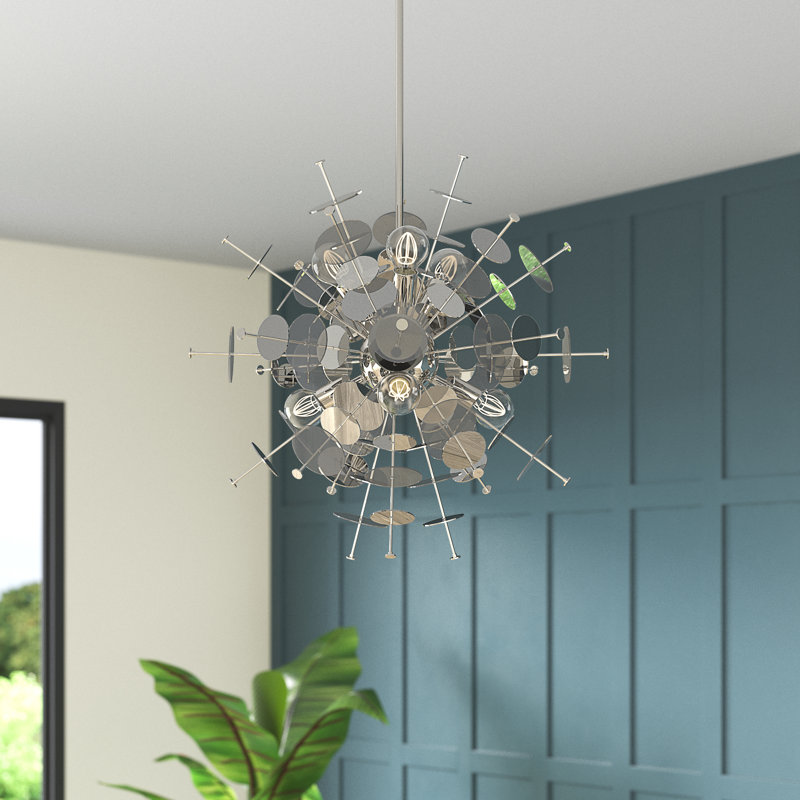 Nichalaus 6 - Light Dimmable Chandelier, 32" H x 24" W x 24" D, Polished Chrome