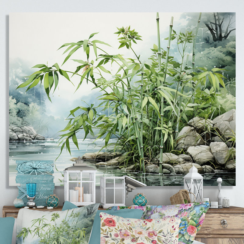 «China Art Bamboo Serenity» sur impression sur toile, H 12 po x l 20 po x P 1 po, Toile tendue