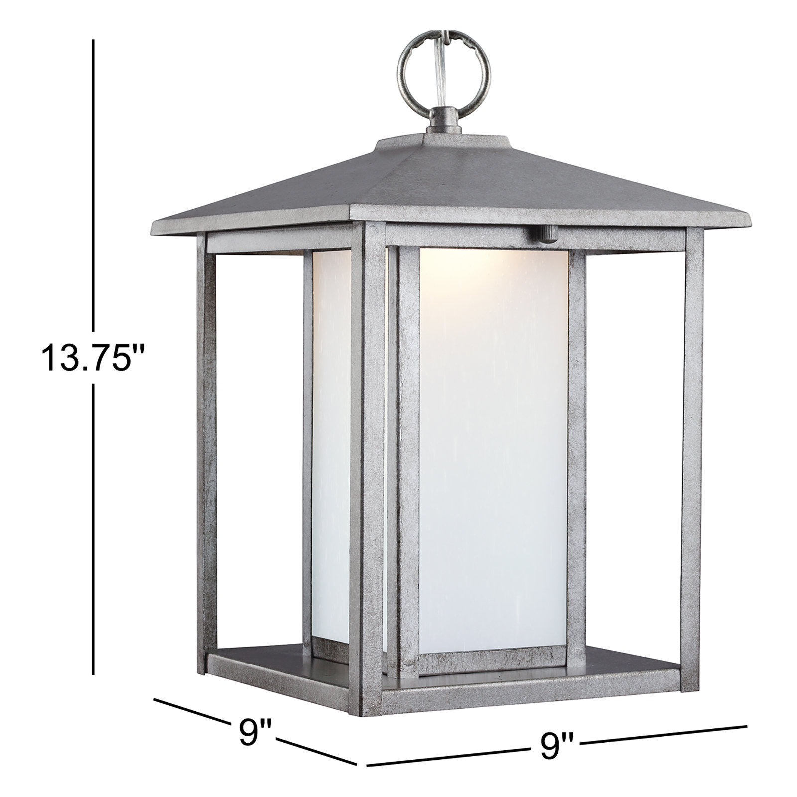 Outdoor Steel Hanging Lantern, Weathered Pewter
