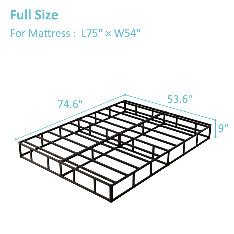 Metal Box Spring with Fabric Cover-Multiple Sizes, Full, High Profile (9")