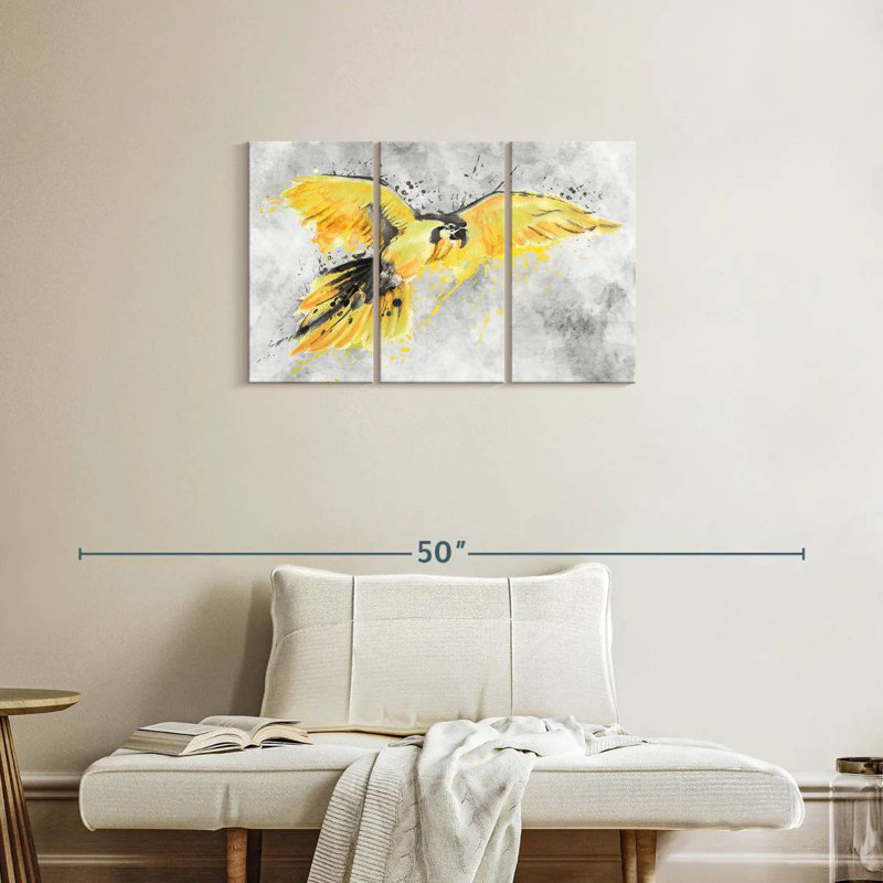 Brampt Yellow Macaw, 20" H x 33" W