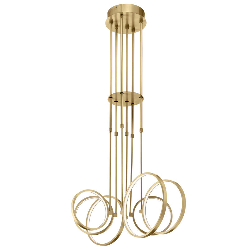 6 - Light LED Pendant, Champagne Gold