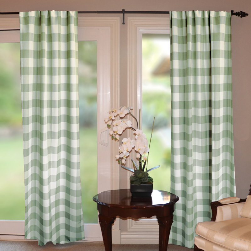 Chestermere Polyester Semi Sheer Curtain Single Panel, 56" W x 96" L, Sage/White