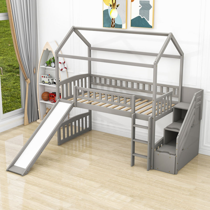  Lit mezzanine simple avec glissade Ronja Kids, gris