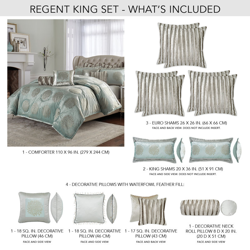 Regent 10 Piece King Comforter Set, King Comforter + 13 Additional Pieces