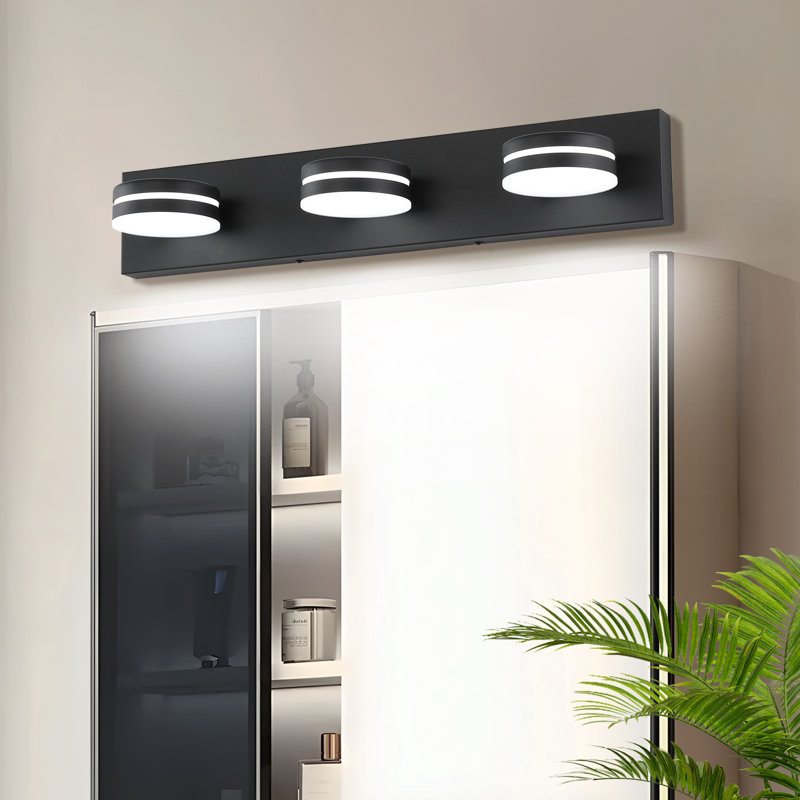 Luminaire de salle de bain DEL Ravo à haute transmission et intensité variable 5500K avec tête rotative à 270 ° , Noir mat