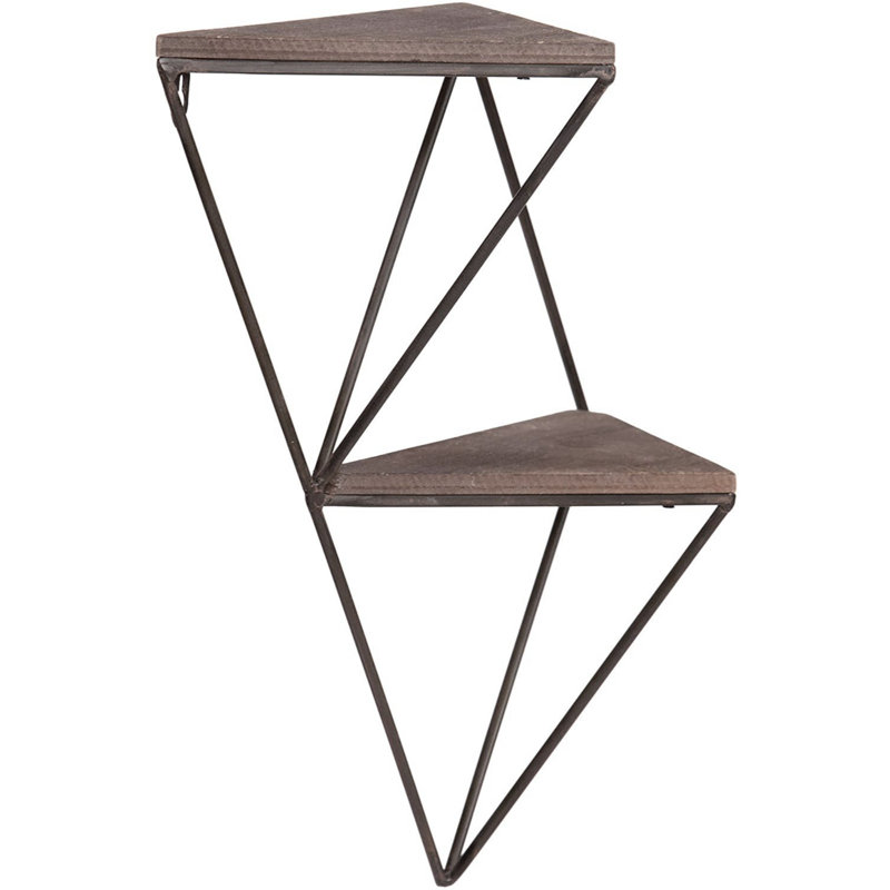 Stylish Decorative Wooden Wall Shelf, Walnut & Black Finish, 12.9 x 11.8 x 5.1 Inches | 100% Spruce Wood with Metal Frame | Wall-Mounted, Holds Up to 11.0 lbs | Modern Industrial Design for Home Décor