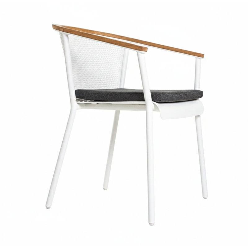 Riad Outdoor Dining Armchair, White, Sooty