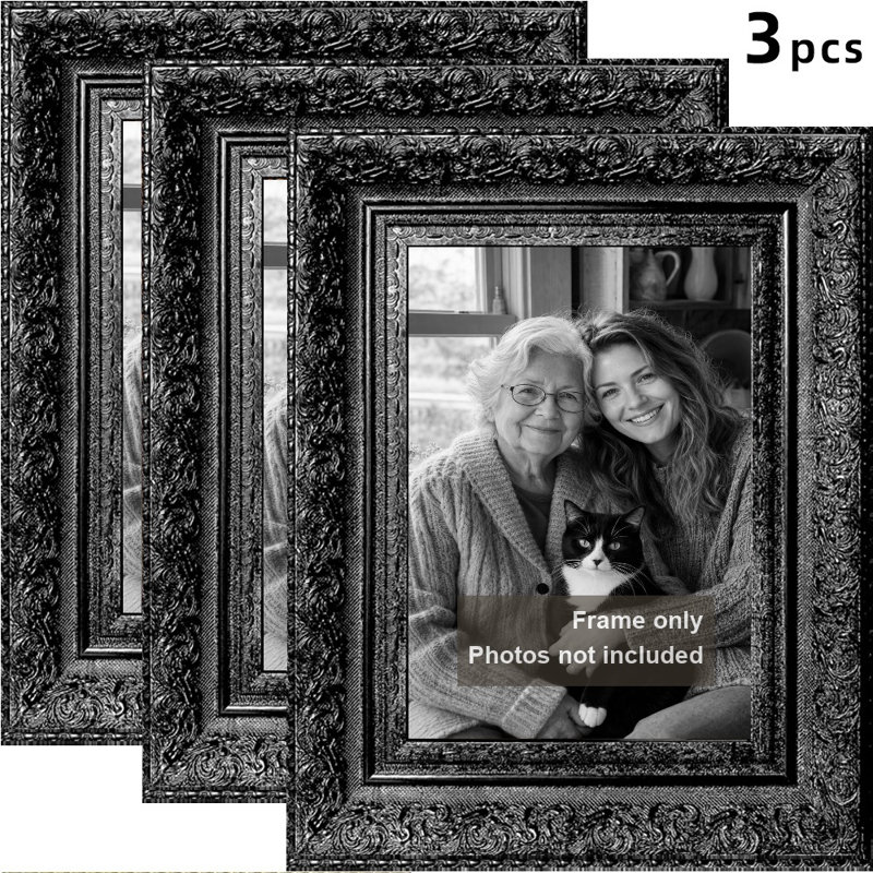 Cadre photo 3 pièces 5 "x 7" noir pour présentation de photos de famille, Noir, 3, L 5 po x H 7 po