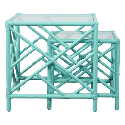 Chippendale Glass Top Nesting Tables