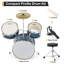 3-Piece Junior Drum Set for Beginners – Complete Kit with Cymbals, Throne Stool & Pedal, Wood & Metal Construction – Red for Home Practice, Learning & Gifts-131107456