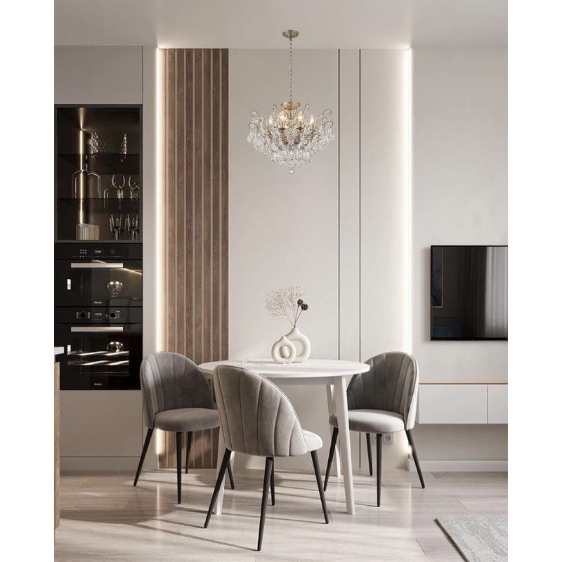 Lustre en cristal 8 lumières Transitional, Étain