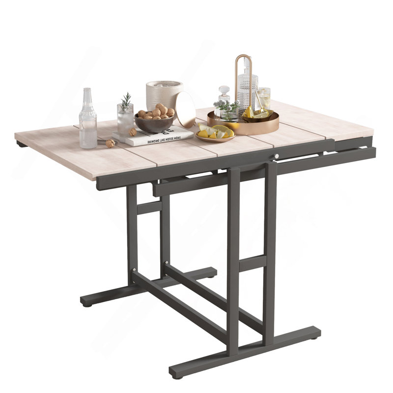 Table de salle à manger convertible multifonctionnelle en bois d'acajou massif rétro blanc
