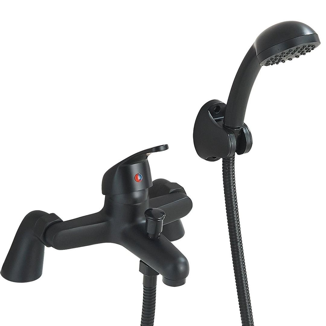 Bathroom Sink Taps Black with Shower Head Modern Bath Tap with Shower Kit Single Lever Monobloc Bathroom Shower Mixer Taps