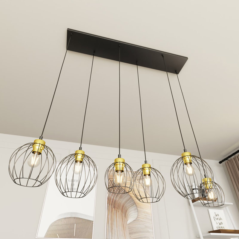 Ahnyla 6 - Light Pendant, Matte Black/Gold