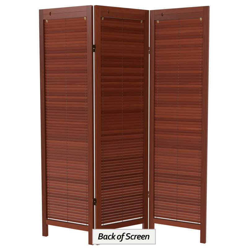6 Ft. Tall Adjustable Shutter Room Divider White 3 Panel, 3, Walnut