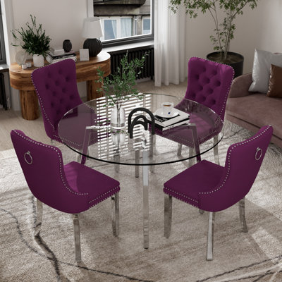 5-Piece Round Glass Dining Table Set
