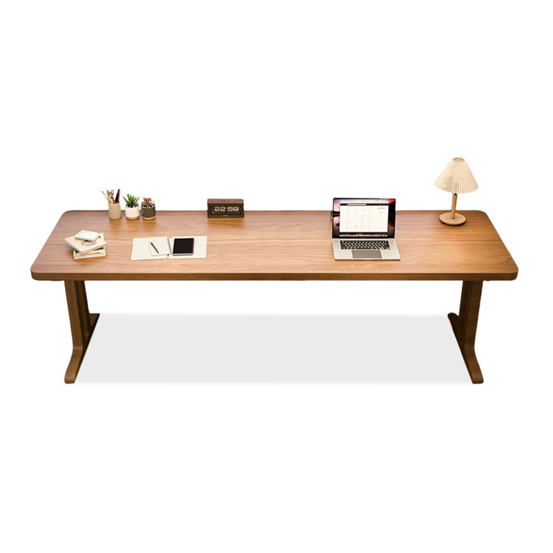 Brown Rectangular Solid Wood desks, 29.53" H x 78.74" W x 27.56" D