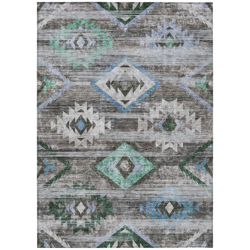 Tapis beige 8 pi x 10 pi beige et bleu Southwestern