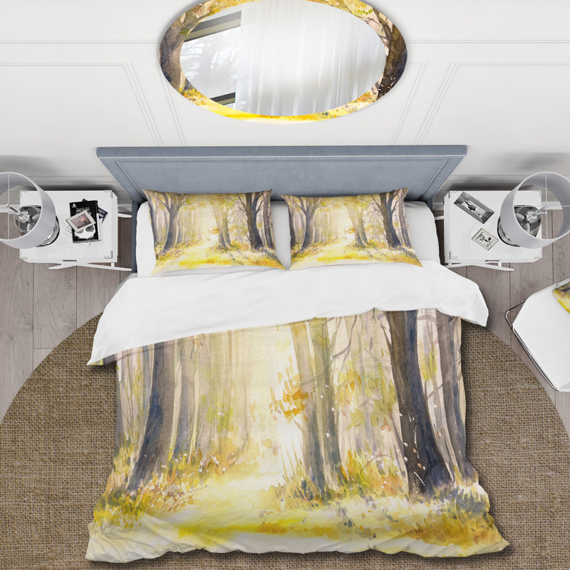 Bright Sunshine Through The Forest Trees I - Ensemble de housse de couette traditionnel - Microfibre de polyester