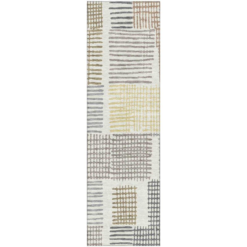 Premium Machine Washable Pinkston Geometric Rug, Runner 2'3" x 7'6"