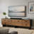 70.78" Mid-Century Modern TV Stand for TVs Up to 75", Walnut & Black Media Console with 4 Drawers and 2 Cabinets