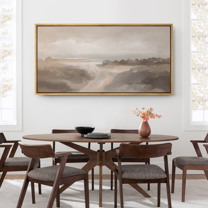 Art graphique de paysage abstrait brun clair, images murales neutres, impression numérique sur toile giclée sur toile
