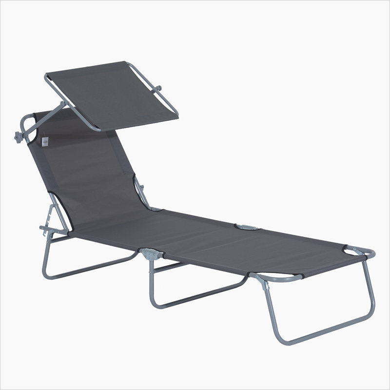 Méridienne pliante d'extérieur réglable avec abat-jour Outsunny, parfaite pour la détente à la plage, en camping et dans la cour arrière