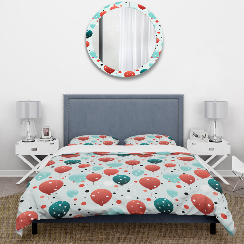 Literie ludique à pois, Housse de couette pour très grand lit et 2 très