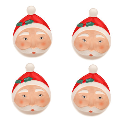 Four Piece HGTV Home Collection Santa Plates, Blush