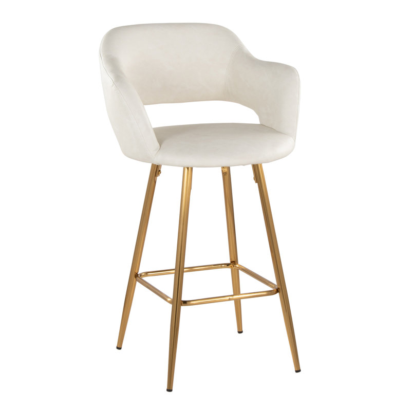 Contemporary Counter Stool, Blanc, Doré