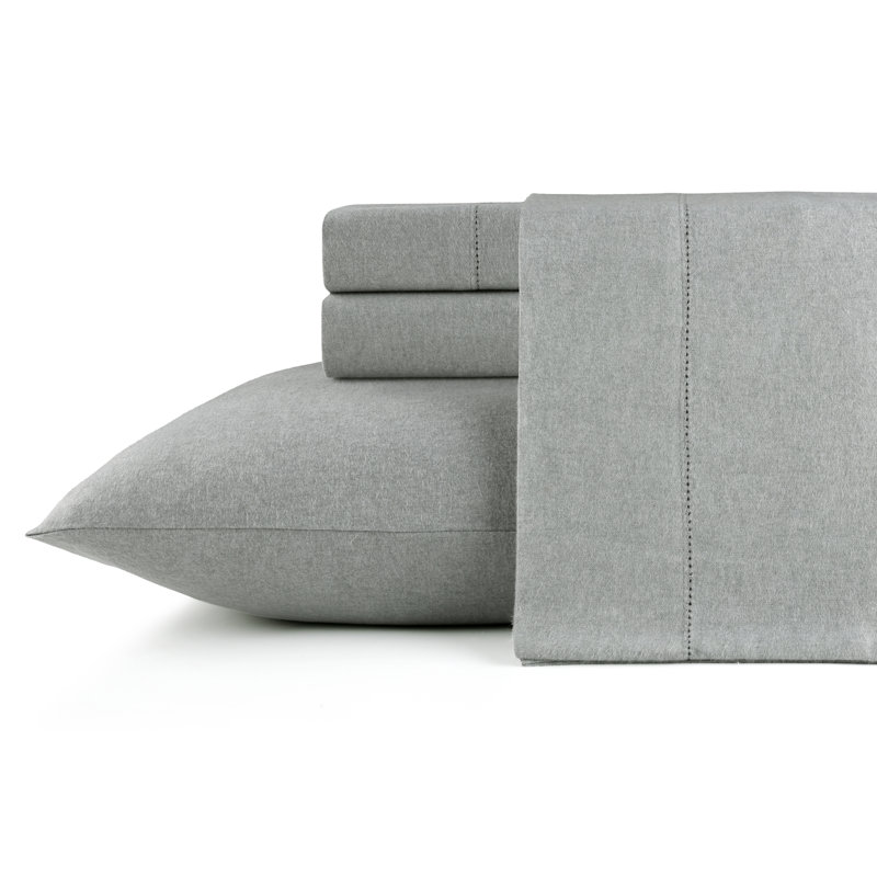 Ensemble de literie 4 pièces Pointehaven, gris, Ensemble de draps pour très grand lit avec 2 taie