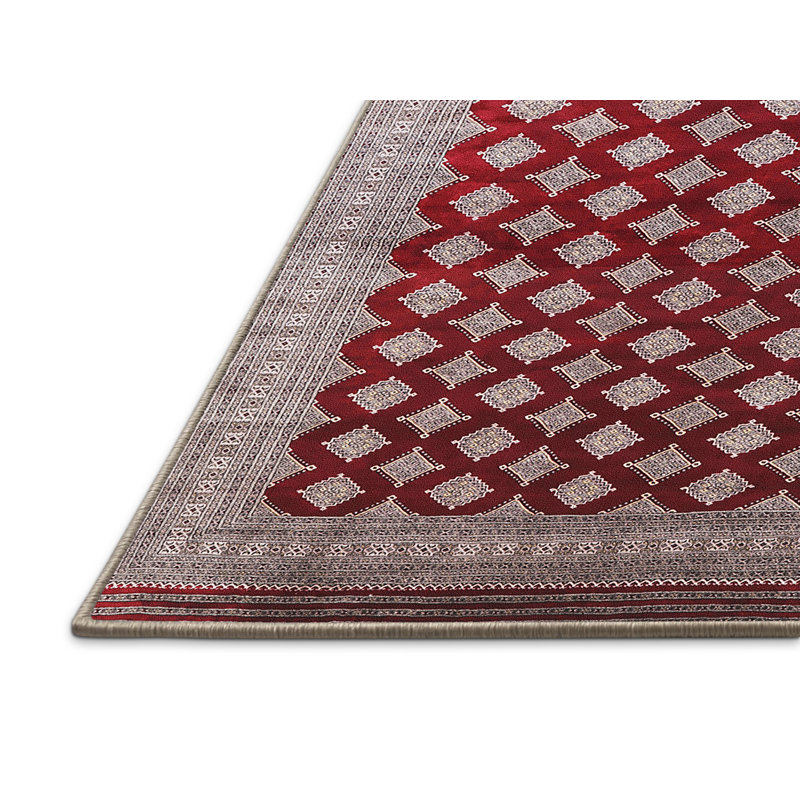 Tapis oriental rouge / gris Jaylene, Rectangle 5 pi x 7 pi