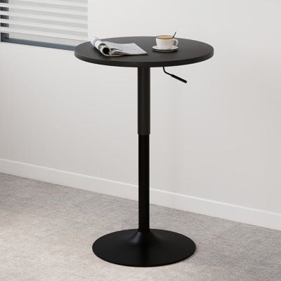 23.6'' Wide Round Adjustable Height Bar Table Bistro Table with Pedestal Base for Kitchen Island, Home Bar