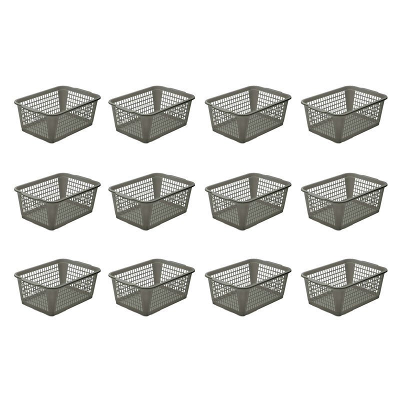 Panier de plastique, gris, 12, 16 x 12 x 16