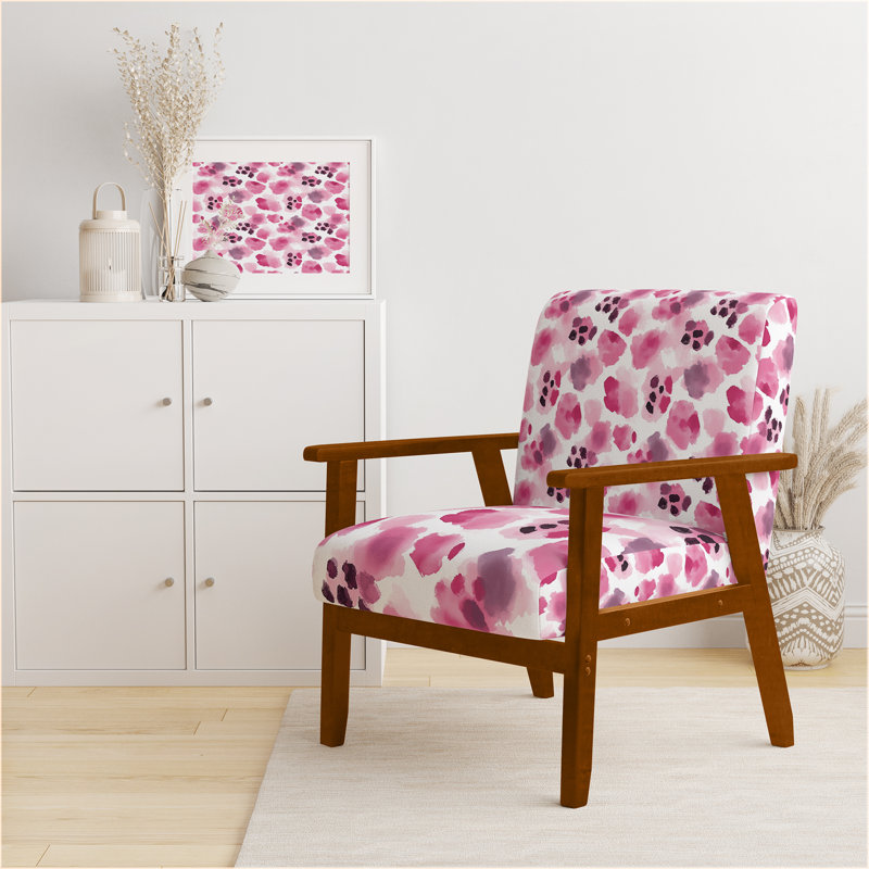 Fauteuil d'appoint à imprimé animalier filles - léopard rose doux, Accoudoirs carrés bruns