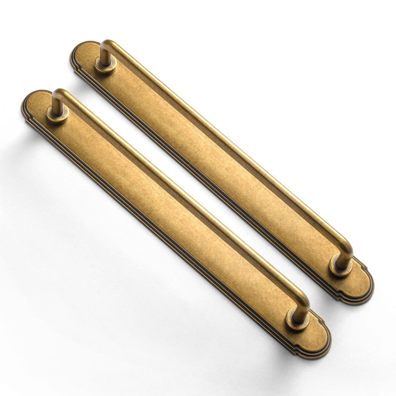 Poignée barre délicate avec panneau, 7.6", Laiton antique