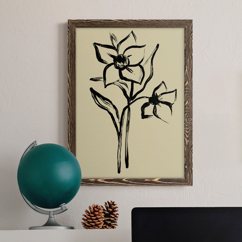 Encre de qualité supérieure Inkwash Floral II, toile encadrée - prête à être accrochée, Noyer, H 38 po x l 28 po x P 1 po