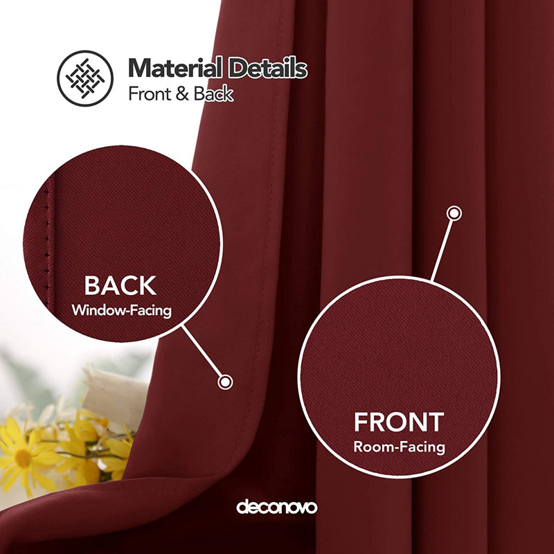 Borunda Room Darkening Curtain Single Panel, 26" W x 63" L, Red