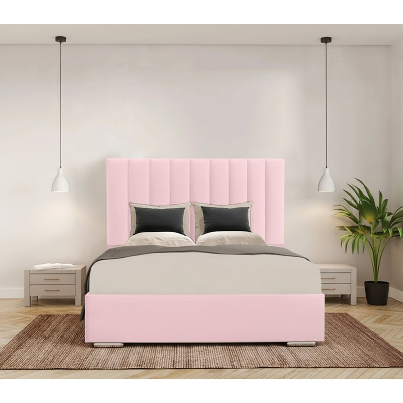 Caylob Upholstered Bed, Single, Pink