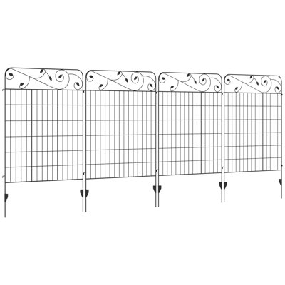 Avielle Garden Fencing Decorative Picket Fence 4PCs 11.5x3.6ft Black