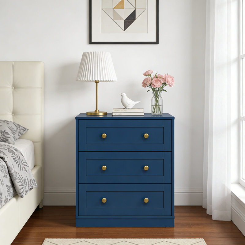 Yokota Wood 3 Drawer Dresser, Blue