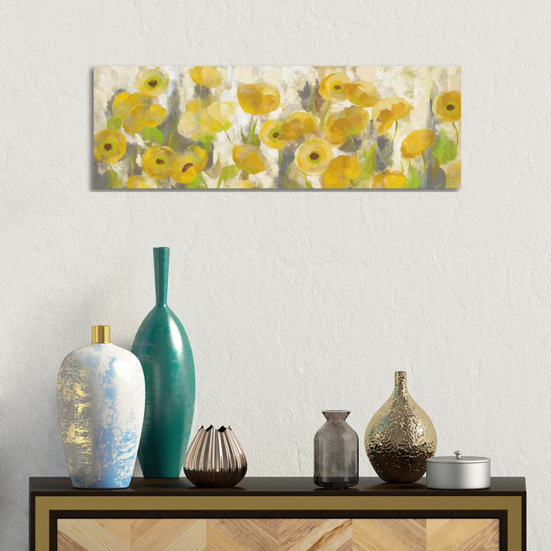 Floating Yellow Flowers I by Silvia Vassileva - Wrapped Canvas Panoramic Painting, No Frame