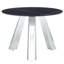 Ensemble de table et de chaises en pierre frittée de 42 pouces - Pieds en acier inoxydable, 6 chaises noires avec garniture argentée style 6