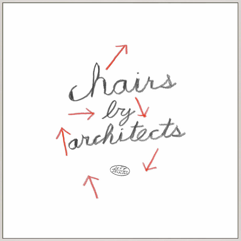 Chairs By Architects Print by Jeff Jackson, White Single Structure Framed Canvas, 10" H x 10" W x 1.25" D
