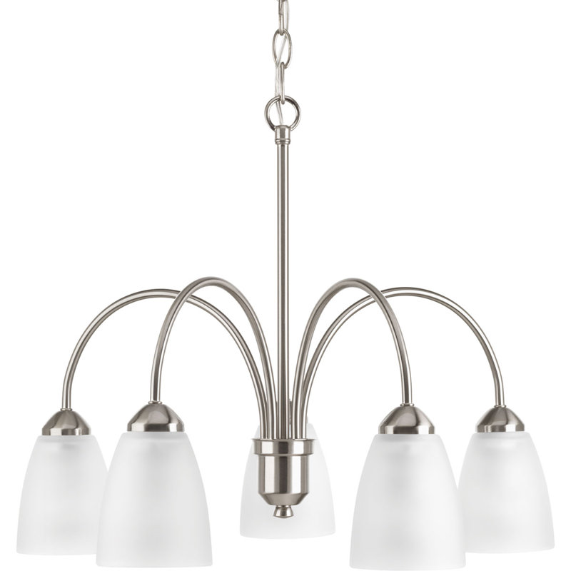 Lustre classique / traditionnel à 5 lumières Carilynn, Nickel brossé