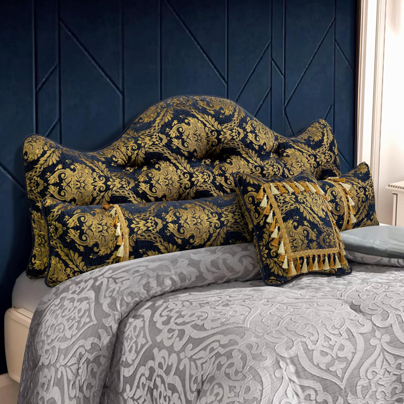 Ensemble de 4 coussins décoratifs pour le lit Sit-up Back Comfort Retro, Bleu très foncé