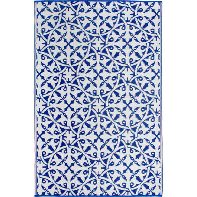 Outdoor Rug Plastic Straw Rug Waterproof Patio Ditya Dark Blue
