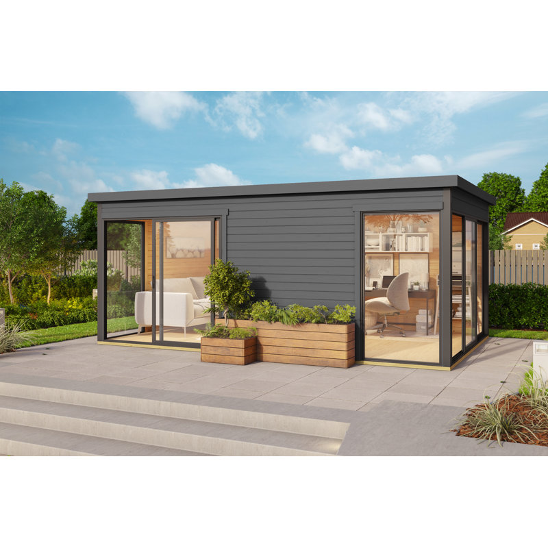  Domeo 3 - 17 x 11 Ft. Premium 2-Room Log Cabin With Aluminium Sliding Doors (44mm)