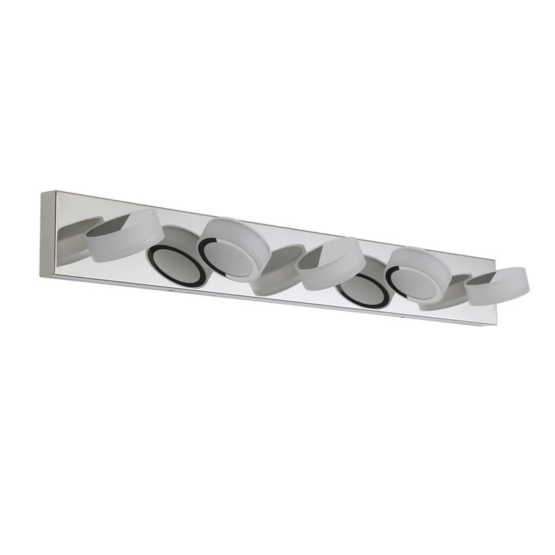 Luminaire de meuble-lavabo moderne 37 po à 5 lumières DEL - Finition chromée avec abat-jour en acrylique - Applique murale de salle de bain écoénergétique - à intensité variable pour miroir, douche et décor de salle de bain